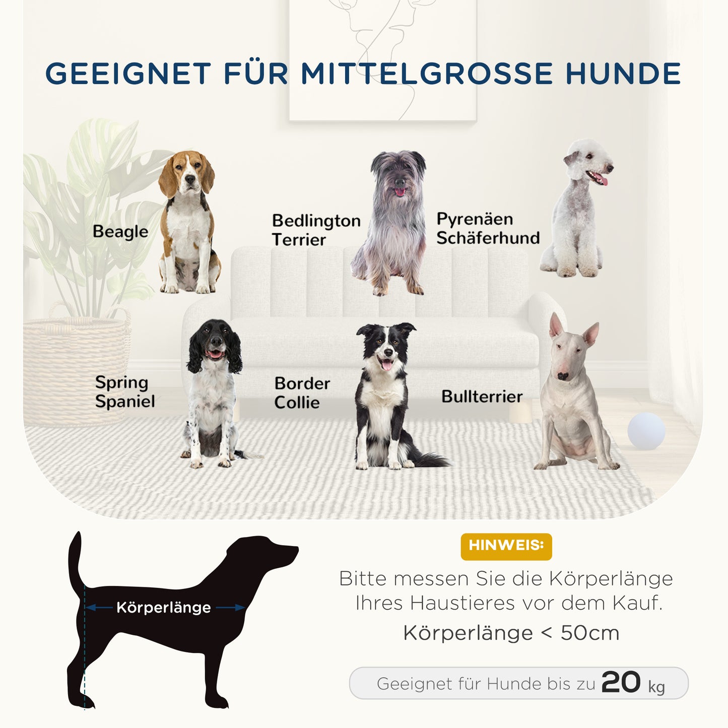 PawHut Hundebett، weiches Kissen، غسالة Bezug، rutschfeste Füße، غراو، 94B x 61T x 40H سم