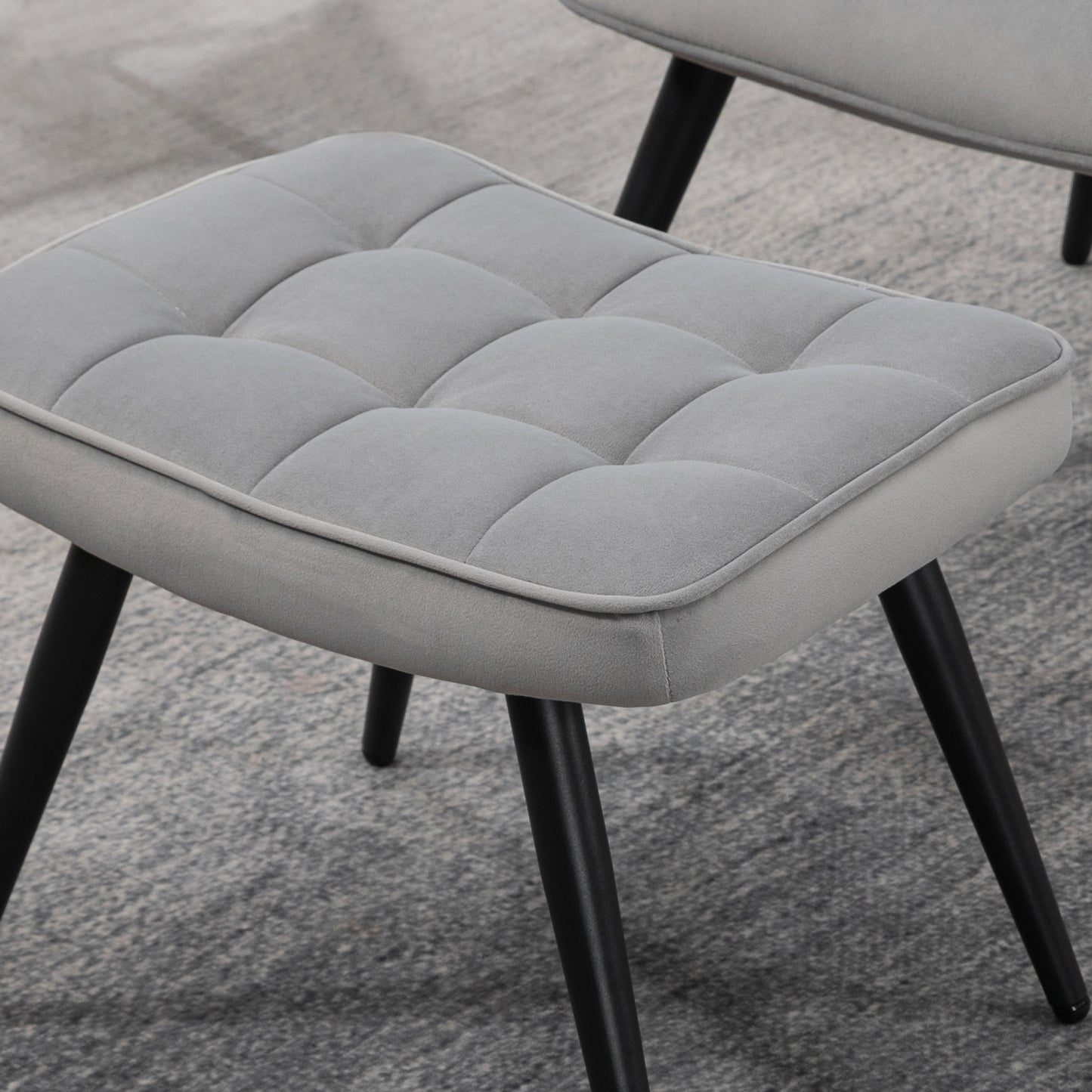 HOMCOM Relaxsessel mit Ottomane bis 120 kg Sessel mit Fußhocker, 2-teiliges Set, Grau