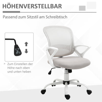 Vinsetto Bürostuhl, Schreibtischstuhl mit Rollen, ergonomisch, höhenverstellbar, Grau