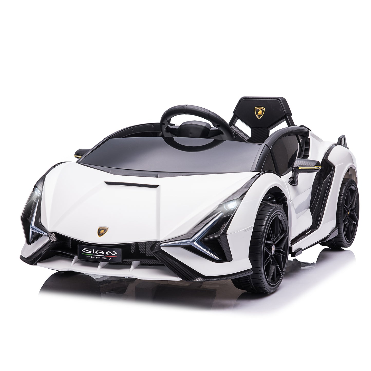 HOMCOM Kinderfahrzeug 12V 2 Fahrmodi Lamborghini SIAN SUV-Auto-Spielzeug Elektroauto mit Fernbedienung Musik(MP3/USB) Licht 37-60 Monate Metall Weiß 108 x 62 x 40 cm