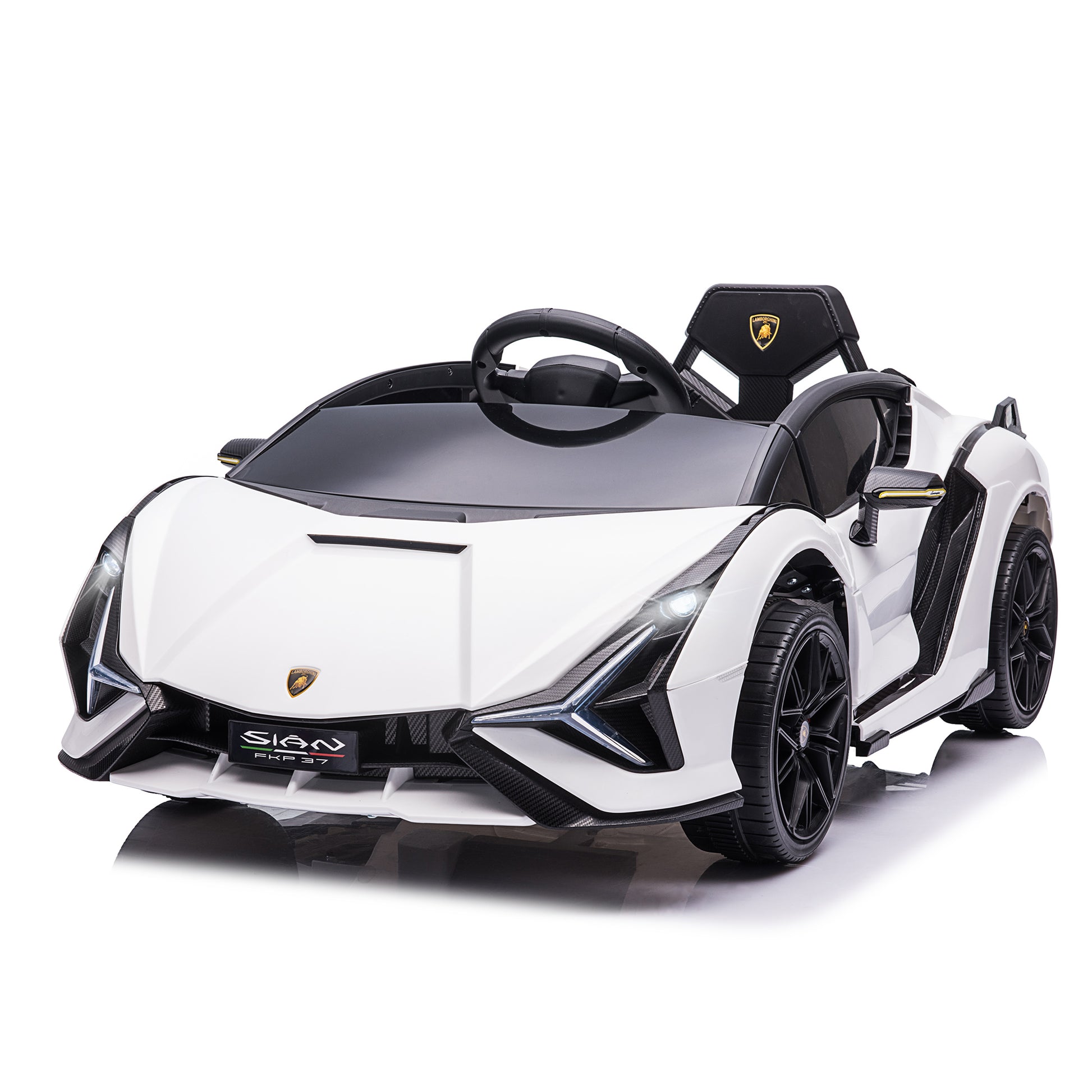 HOMCOM Kinderfahrzeug 12V 2 Fahrmodi Lamborghini SIAN SUV-Auto-Spielzeug Elektroauto mit Fernbedienung Musik(MP3/USB) Licht 37-60 Monate Metall Weiß 108 x 62 x 40 cm