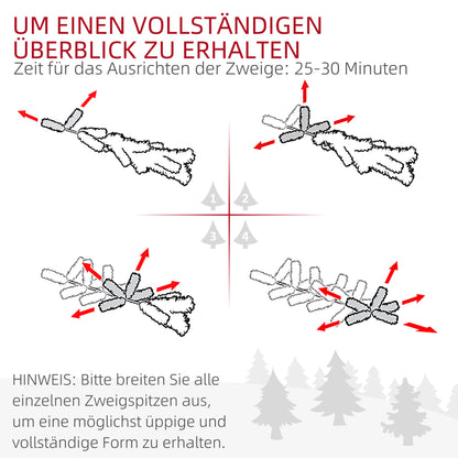 HOMCOM Künstlicher Weihnachtsbaum, Kunstschnee & Tannenzapfen, realistisch, flammhemmend, Metallfuß, 183 cm, Grün