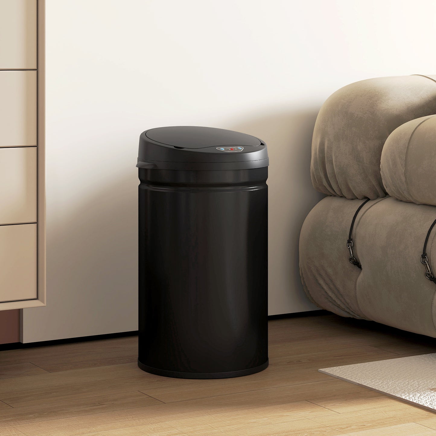 HOMCOM 30 Liter Sensor-Mülleimer mit Soft-Close-Funktion, berührungsfreier Abfalleimer aus Edelstahl für hygienische Küchen