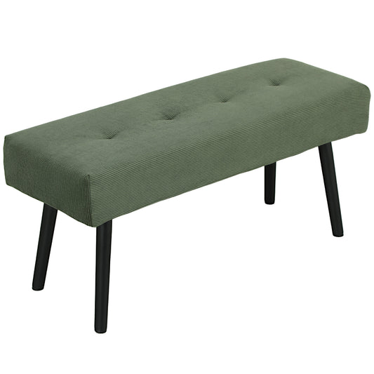 HOMCOM Sitzbank Polsterbank mit Cordbezug, Bettbank mit Metallbeine, Schuhbank 100 x 36 x 45 cm Grün
