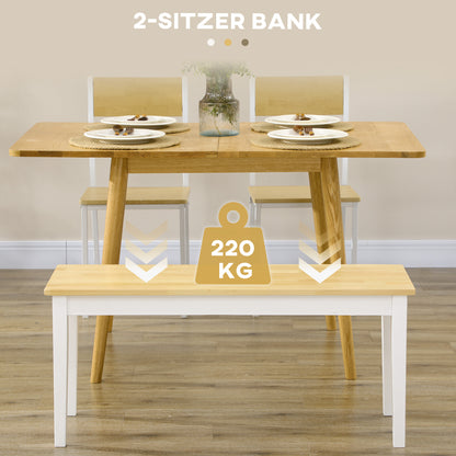 HOMCOM Sitzbank Holzbank 2er-Sitzbank, Massivholz, lackiert, Natur+ Weiß