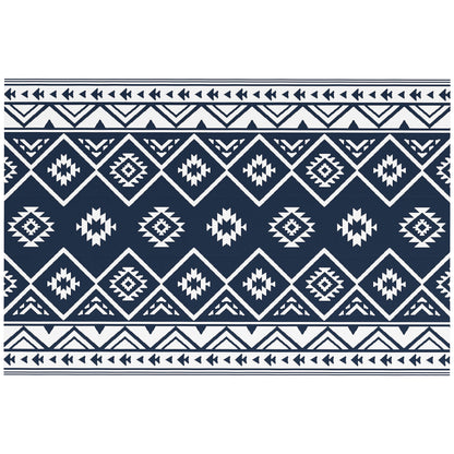 Outsunny Outdoorteppich Terrassenteppich, wetterbeständig, modernes Design, 182 cm x 274 cm x 0,3 cm, Schwarz + Weiß