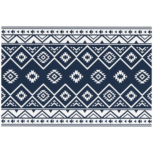 Outsunny Outdoorteppich Terrassenteppich, wetterbeständig, modernes Design, 182 cm x 274 cm x 0,3 cm, Schwarz + Weiß