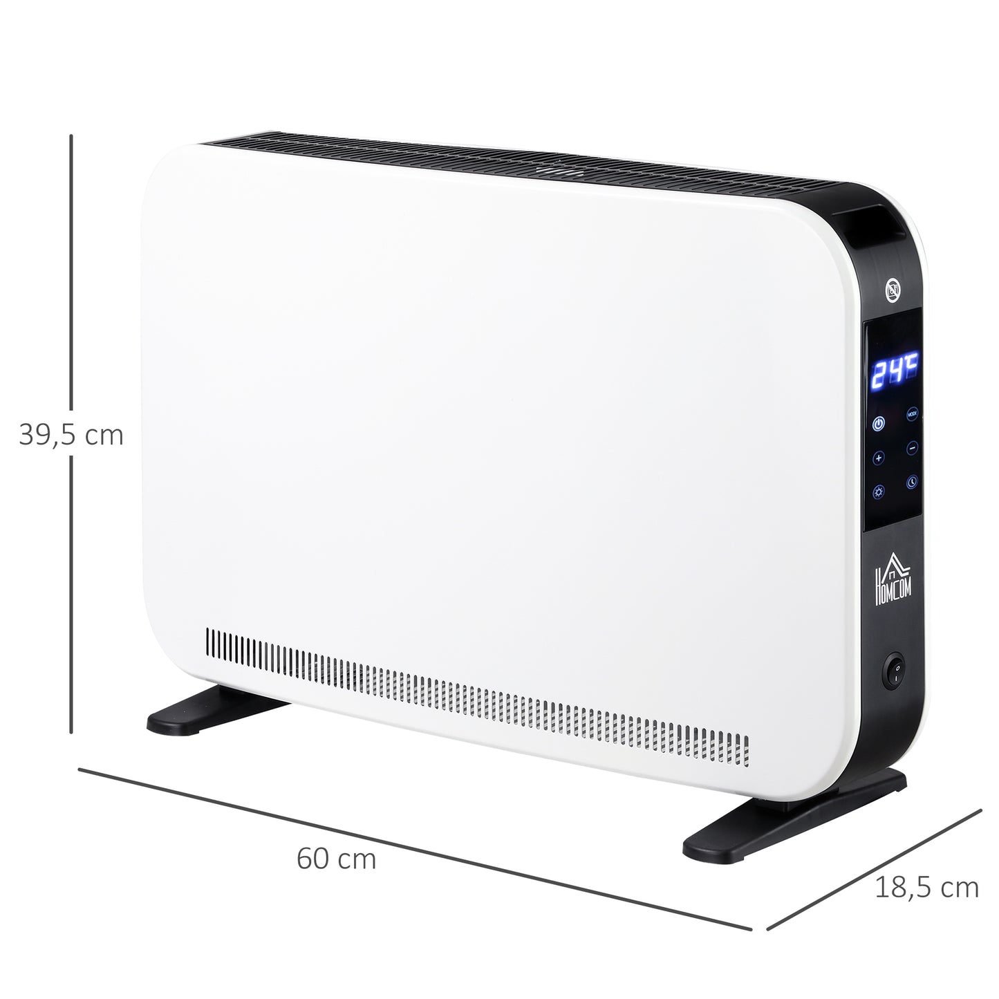 HOMCOM Elektroheizung 2000W Heizlüfter mit 3 Heizstufen Heizkörper mit LED-Anzeige, 24-Stunden-Timer Verstellbar Temperatur für 18 m²