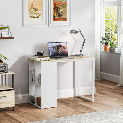 HOMCOM Kompakter Computertisch, Moderner Schreibtisch mit Stauraum-Fächern, für kleine Räume, 100 x 54 x 75 cm, Weiß