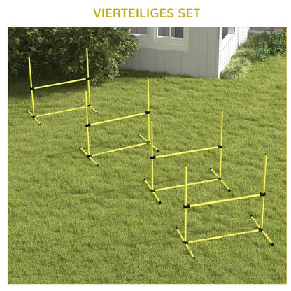 PawHut Hunde Agility-Set, Hürden/Slamonstangen/Bodenstangen, Tragetasche, robust, Gelb
