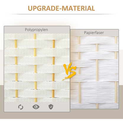 HOMCOM 4-teiliger Raumtrenner, Faltbarer Sichtschutz, Sichtschutzwand für Wohnzimmer, Schlafzimmer, Homeoffice, Weiß