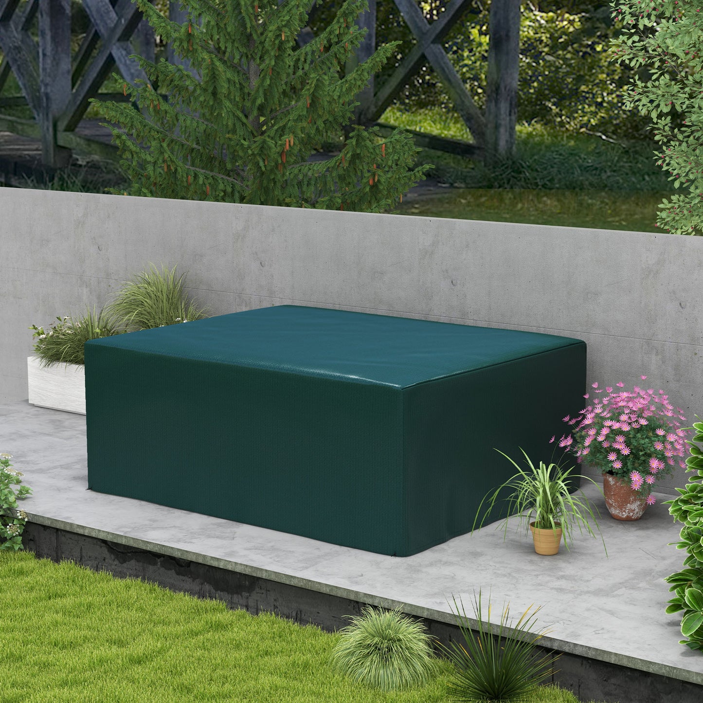 Outsunny Schutzhülle für Gartenmöbel Winterfest Wasserdicht Abdeckung Anti-UV Abdeckplane Gewebe Abdeckhaube für Gartentische Terrassenmöbel Rechteckig 235 x 190 x 90cm Grün