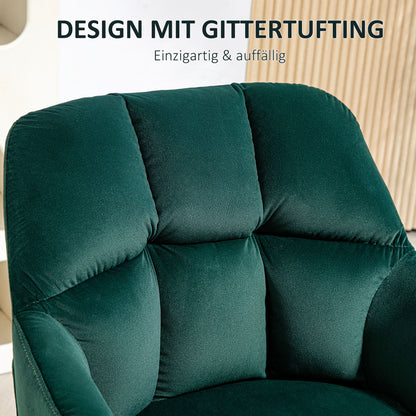 HOMCOM Polsterstuhl، Akzentstuhl، Steppung الزخرفية، Samtoptik، bis 120 كجم، Dunkelgrün