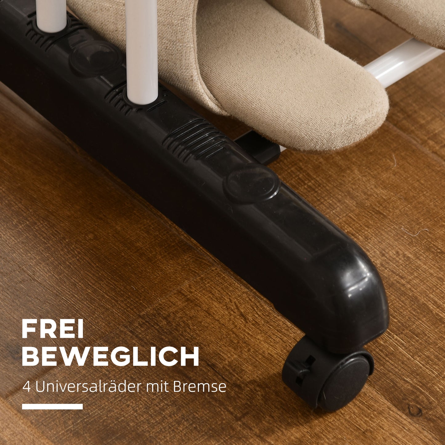 HOMCOM Wäscheständer، 4 Ebenen، klappbar، 4 Rollen mit 2 Bremsen، Metallrahmen، Schwarz، 73 × 64 × 177 سم