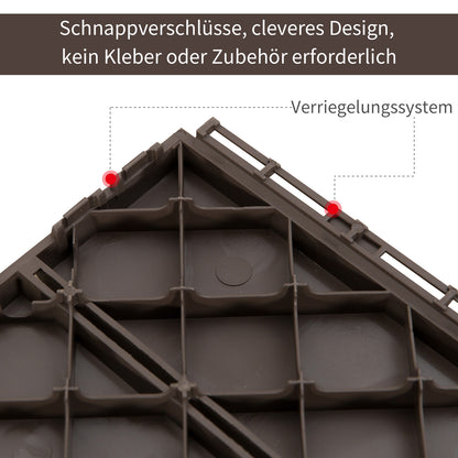 Outsunny Terrassenfliesen 30 x 30 cm 9 Stück 0,81㎡ Klickfliesen Balkonfliesen mit Klicksystem Drainagefunktion Bodenbelag Fliese für Terrasse Balkon Braun