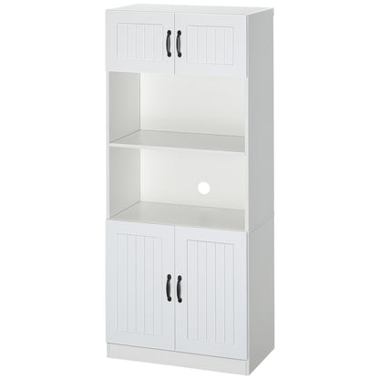 HOMCOM Küchenschrank Küchenbüffet Schrank, Landhausstil, 2 Schränke, 2 Regale, 70 cm x 40 cm x 170 cm Weiß + Schwarz