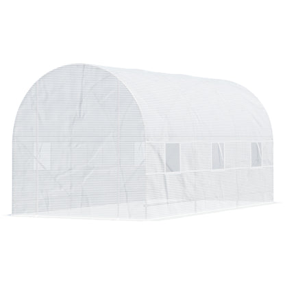 Outsunny Foliengewächshaus Treibhaus begehbar mit Metallrahmen 4,45 x 2 x 2m Weiß