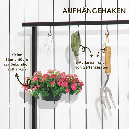 Outsunny Pflanzenregal mit 3 Ebenen und Befestigungshaken, Blumentreppe aus Naturholz, 80 cm x 36 cm x 174 cm, Natur