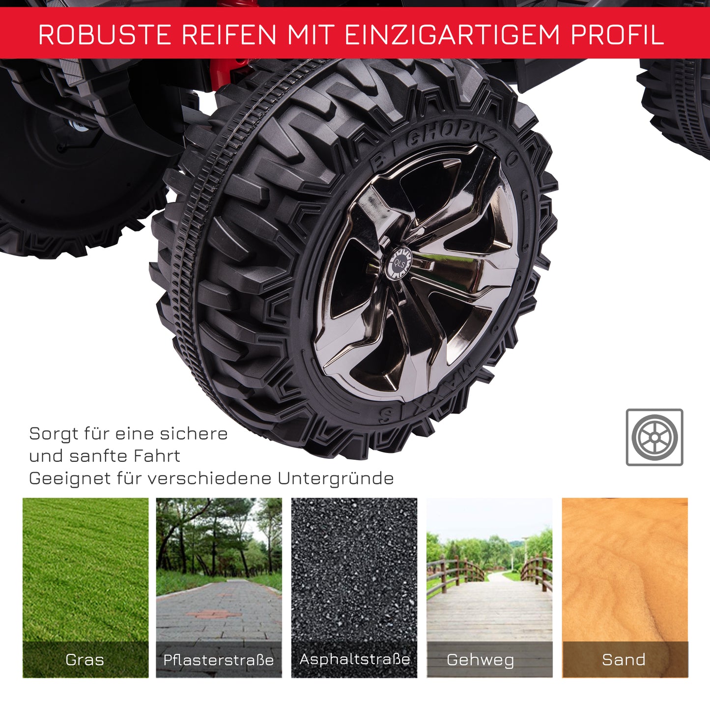 HOMCOM Elektro-Kinderquad, 3-8 km/h, 45 Min. Betriebszeit, LED-Scheinwerfer, Musikplayer mit USB, für Kinder 3 bis 5 Jahre