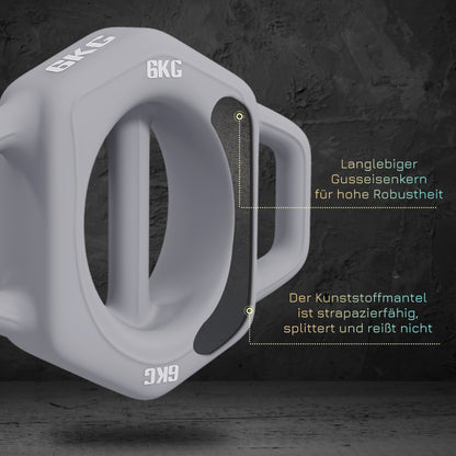 SPORTNOW 3-in-1 Multifunktionshantel, 6 kg, rutschfest, geruchsarm, Kunststoffmantel, Eisenkern, grau