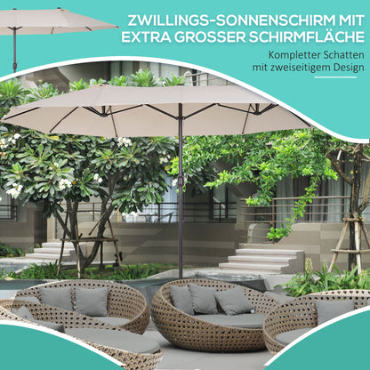 Outsunny XXL Sonnenschirm mit Handkurbel wetterbeständig 455 سم × 270 سم × 240 سم ستال بوليستر بيج