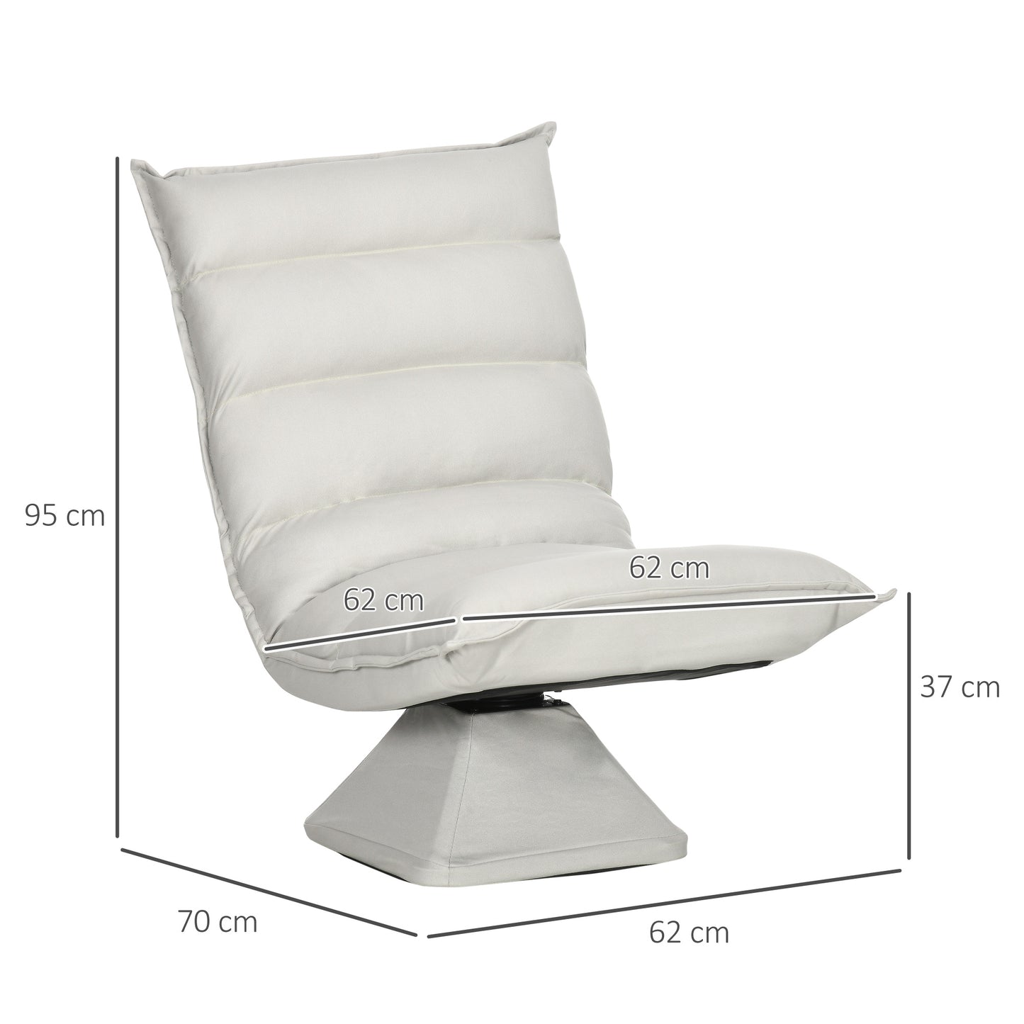 HOMCOM Sessel, drehbar, neigbare Rücklehne, Lederoptik, Stahlrahmen, hellgrau, 62 x 70 x 95 cm