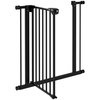 PawHut Türschutzgitter für Hunde, Absperrgitter, Schutzgitter für Haustiere, Metall, Kunststoff, 74-80 cm, Schwarz