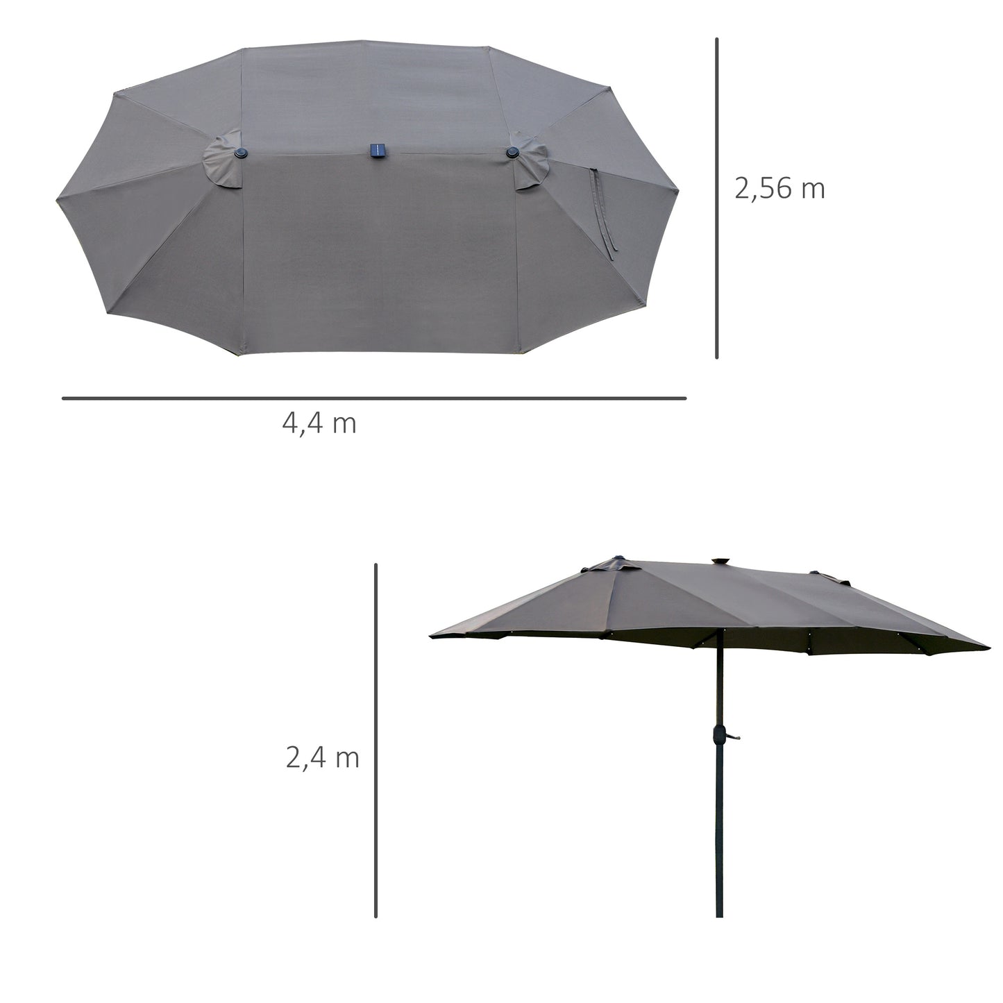 Outsunny Sonnenschirm Oval Dunkelgrau 440 x 260 cm