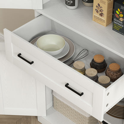 HOMCOM Küchenschrank, Buffet, Acrylfront, Schubladen, 76 x 40 x 182,5 cm, Cremeweiß