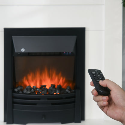 HOMCOM Elektrischer Kamin, 2 Leistungsstufen, Fernbedienung, Timer, realistischer Flammeneffekt, Schwarz+Weiß
