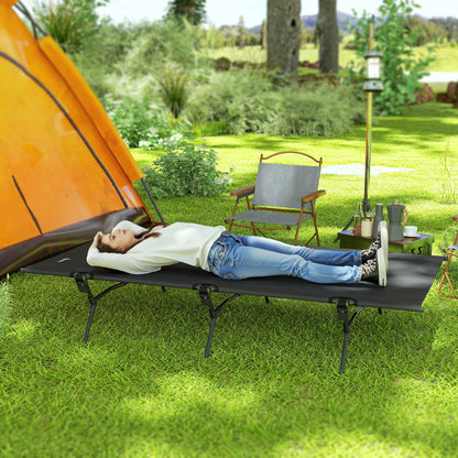 Outsunny Feldbett faltbar Campingbett mit Tragetasche 200 x 100 x 36 cm bis 120 kg Extra Breit Schwarz