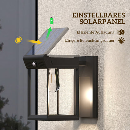 Outsunny Garten-Solarlicht Außenleuchte Solarlampe, wetterbeständig, Bewegungssensor, 14 cm x 24 cm x 24 cm, Schwarz