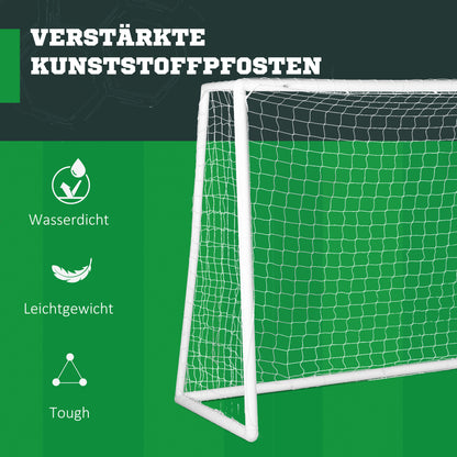 SPORTNOW Fußballtor, robustes Netz, Kunststoff-Rahmen, Heringe, 300L x 120B x 200H cm, Weiß