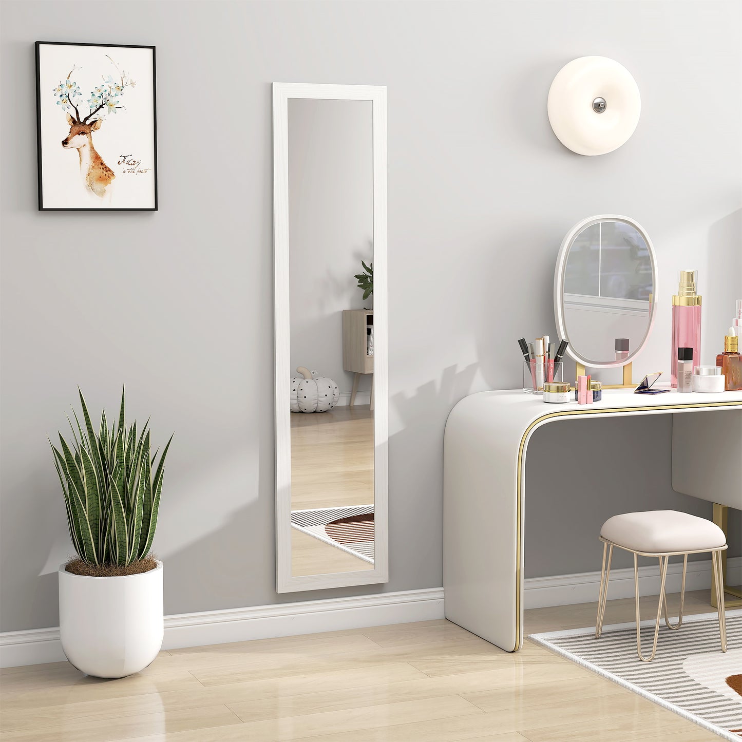 HOMCOM Standspiegel، Ganzkörperspiegel mit Ständer، freistehender Wandspiegel، 37 x 157 سم، فايس