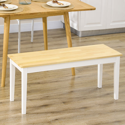 HOMCOM Sitzbank Holzbank 2er-Sitzbank, Massivholz, lackiert, Natur+ Weiß