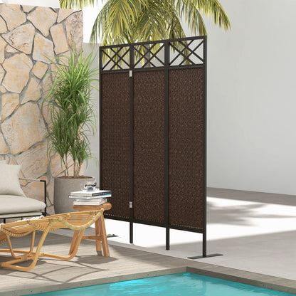 بارافانت Outsunny Raumteiler، تصميم عتيق، 3 قطع، 148 سم × 33 سم × 181 سم، براون + شوارتز