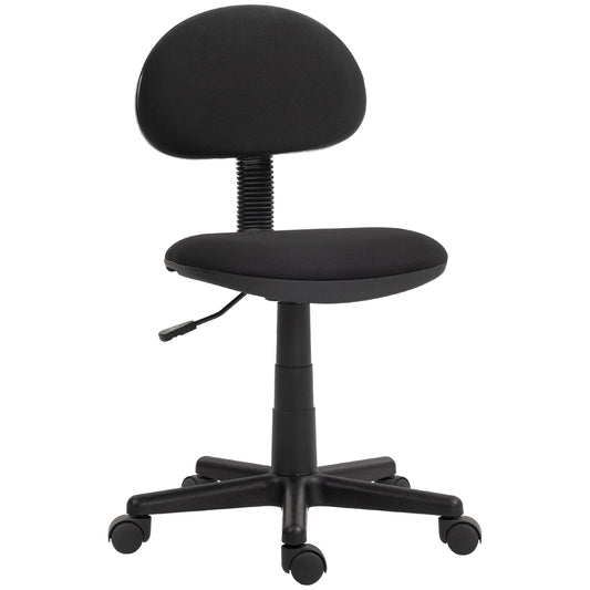 HOMCOM Bürostuhl, armloses Design, niedrige Rückenlehne, rollbar, drehbar, Schwarz