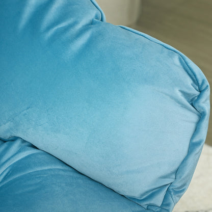 HOMCOM Moderner Akzentstuhl, Polsterstuhl mit Stahlbeinen und Seitentaschen, für Wohnzimmer, Schlafzimmer, Blau