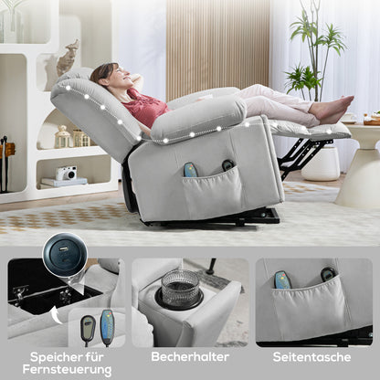 HOMCOM Elektrischer Aufsteh-Sessel, Weicher, samtartiger Stoff, USB-Anschlüsse