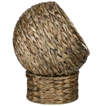 PawHut Rattan Katzenkorb Katzenhöhle Katzenhütte Katzenbett mit Kissen Haustierbett Wasserhyazinthe Kaffee 40 x 37 x 51 سم