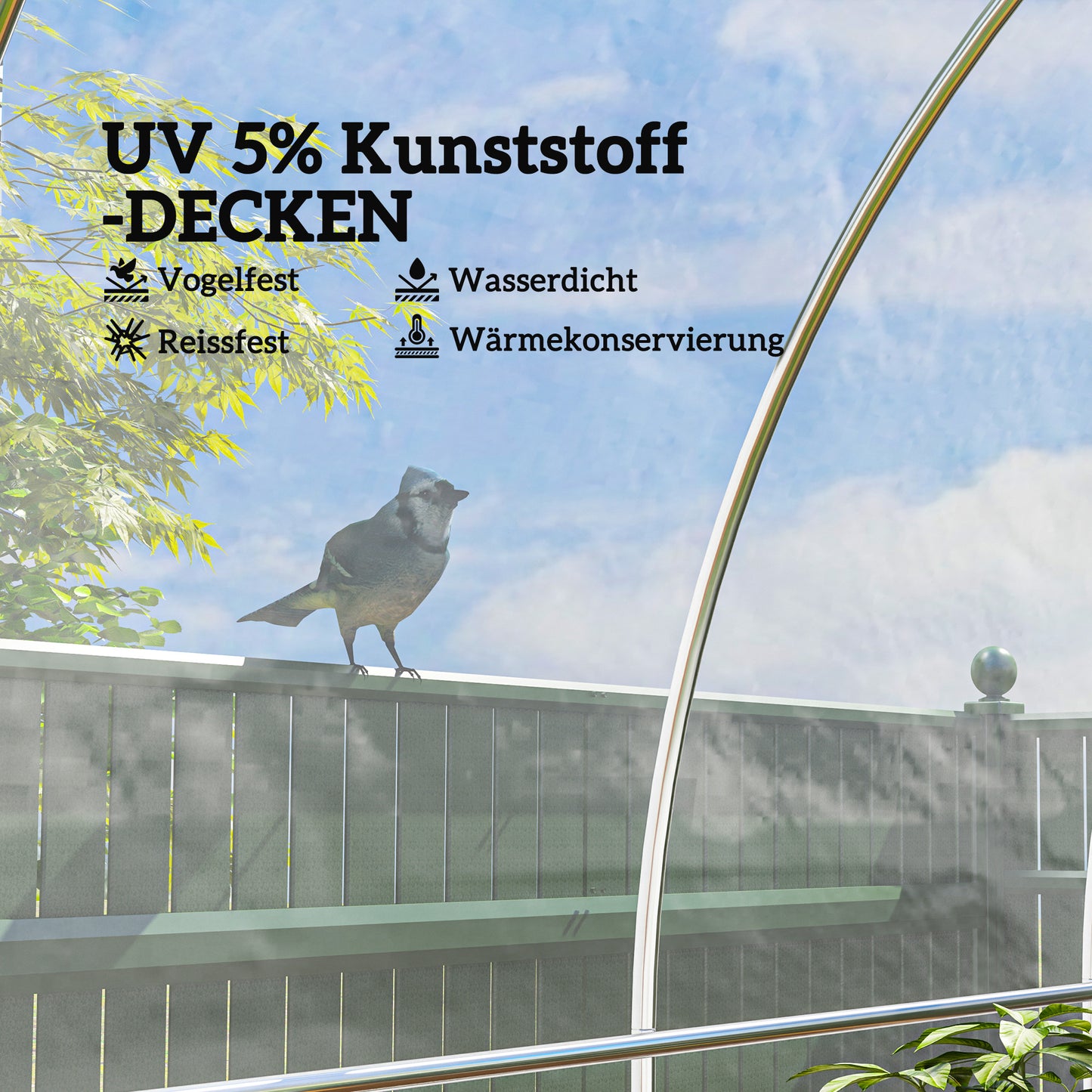 Outsunny Gewächshausabdeckung aus Kunststoff, Plane zum Abdecken von Pflanzen, UV-beständig, Wasserfest, 6 x 10 m