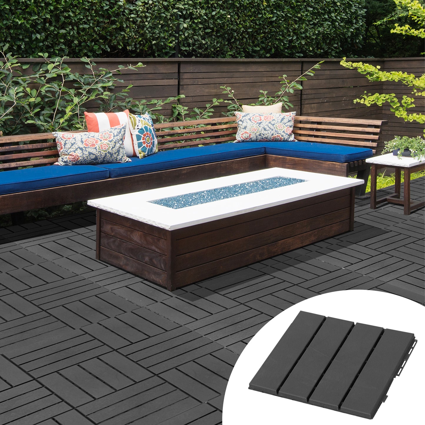 Outsunny Terrassenfliesen 30 x 30 cm 9 Stück 0,81㎡ Klickfliesen Balkonfliesen mit Klicksystem Drainagefunktion Bodenbelag Fliese für Terrasse Balkon Schwarz
