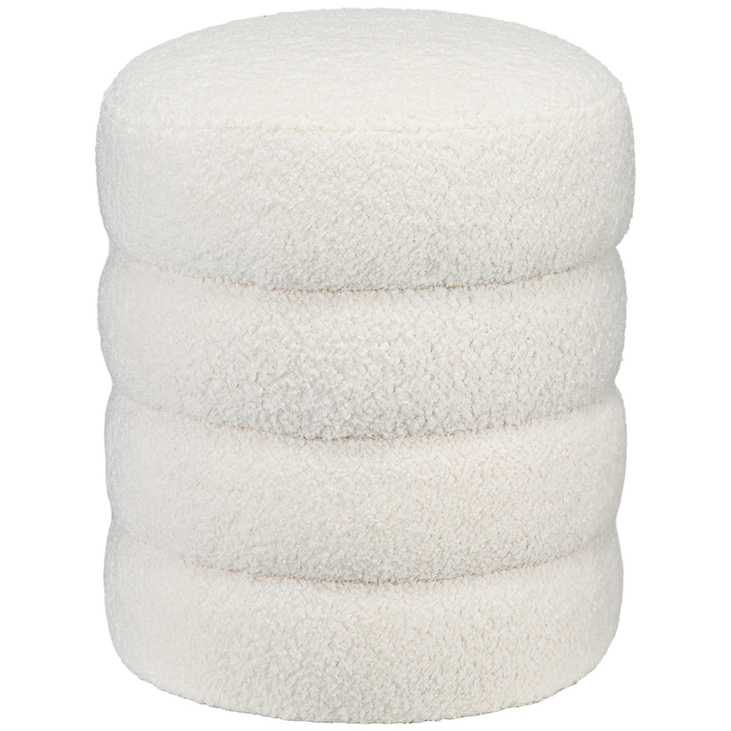 HOMCOM Hocker, rund, Teddyfleece, bis 120kg, Φ40x45H cm, Cremeweiß