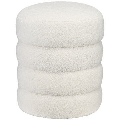 HOMCOM Hocker, rund, Teddyfleece, bis 120kg, Φ40x45H cm, Cremeweiß