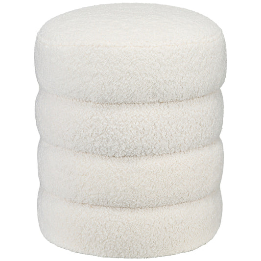 HOMCOM Hocker, rund, Teddyfleece, bis 120kg, Φ40x45H cm, Cremeweiß