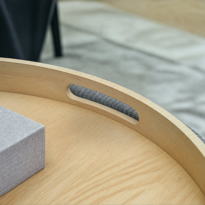 HOMCOM Aufbewahrungshocker mit Stauraum, rund, Fußstütze, Cordstoff, MDf, Grau