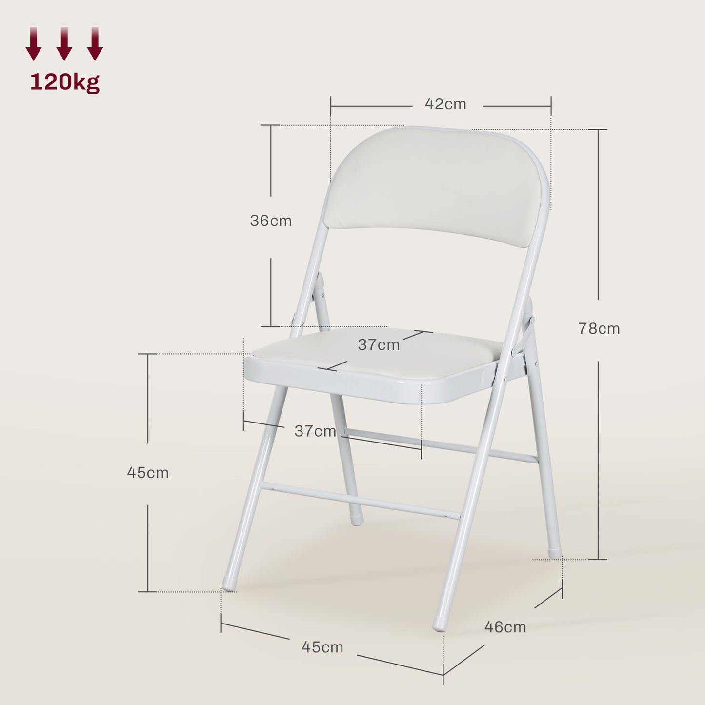 HOMCOM 2er-Set Klappstühle, Tragbare Bürostühle, Metallbeine, Faltstuhl für Büro, Empfang, Wartezimmer, Kunstleder, Weiß