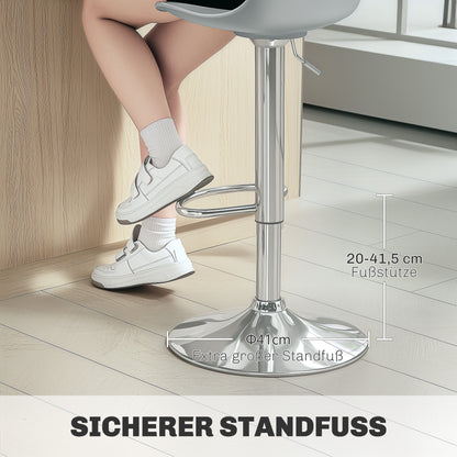 HOMCOM 2er-Set Barhocker, Barstühle, Drehstühle mit Lehne, höhenverstellbar, bis 120 kg belastbar, 42 x 38 x 82-104 cm, Grau