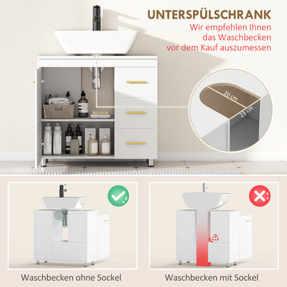HOMCOM Badezimmer-Unterschrank، تصميم 3-stufiges، MDF، Spanplatte، Weiß