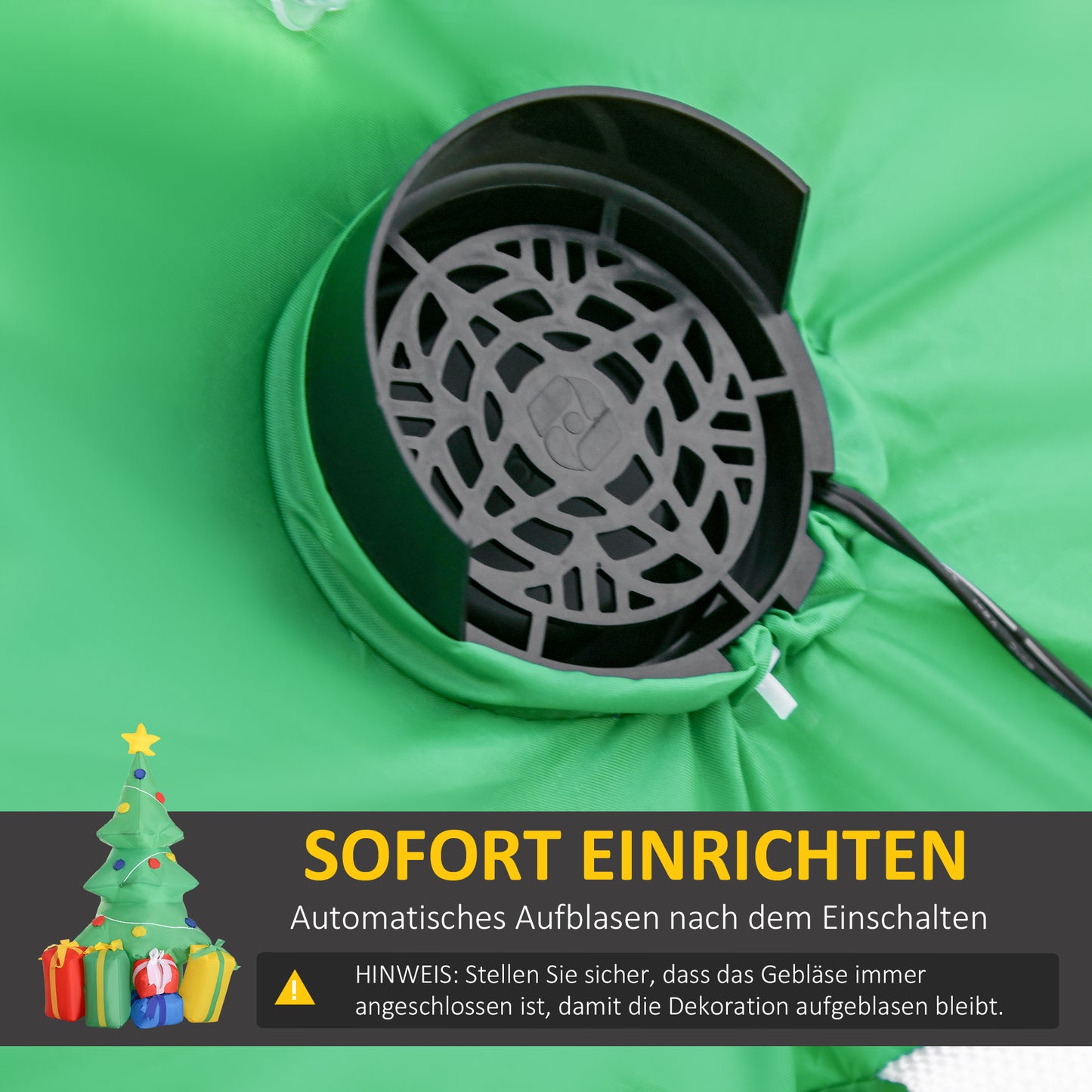 HOMCOM Aufblasbare Weihnachtsdekoration mit LED-Licht, Geschenken, 150 cm Wasserdicht für Weihnachtsfeiern